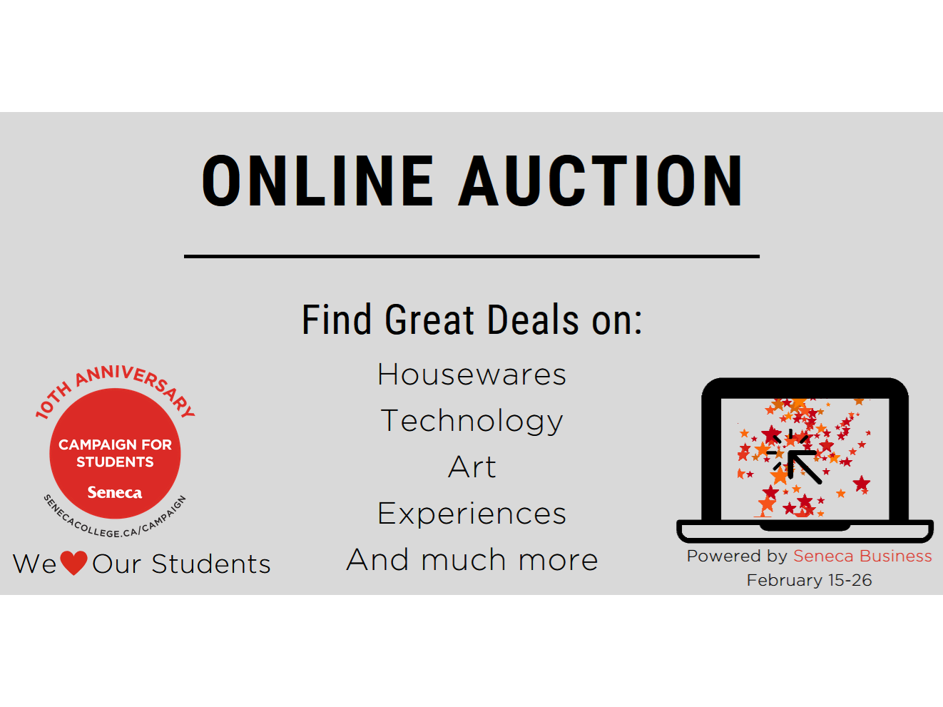The Seneca Business Online Auction is back!