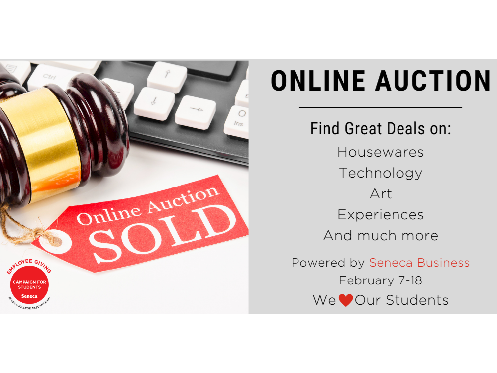 The Seneca Business Online Auction runs from Feb. 7 to 18