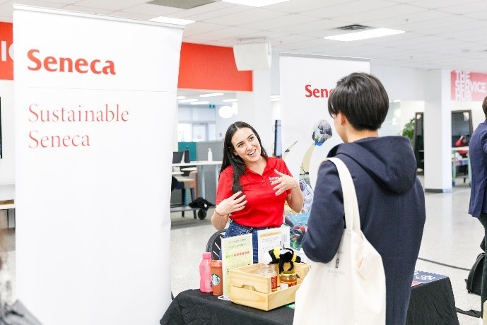 Sustainable Seneca at booth in the Service Hub.