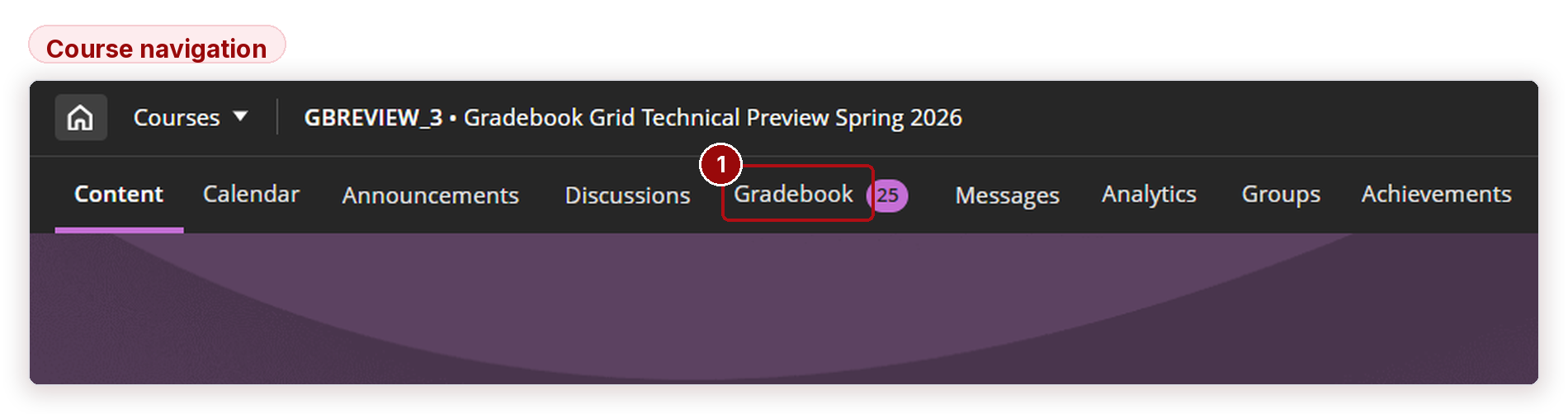 Figure 1 — The Gradebook tab in the course navigation menu.