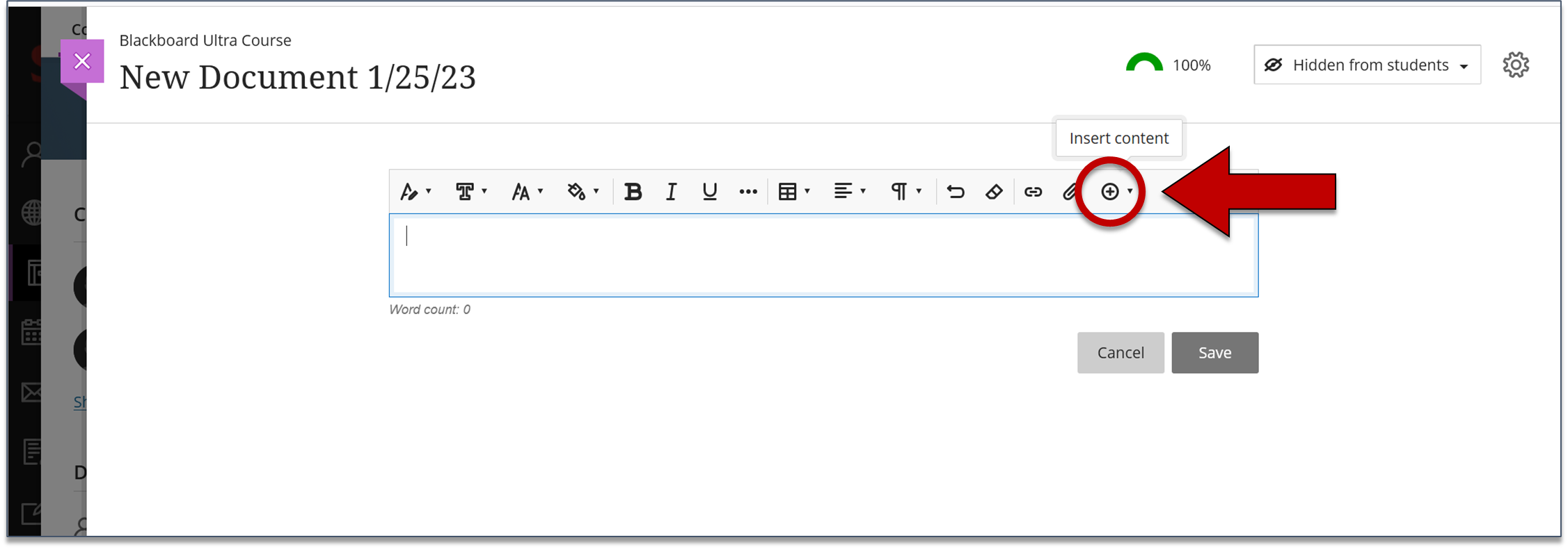 Screenshot of step 1 on Adding Files Using the Built-In Text Editor as explained on this page