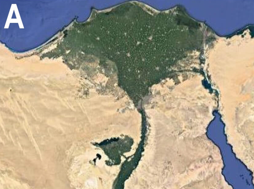 A map of Egypt, highlighting the River Nile.