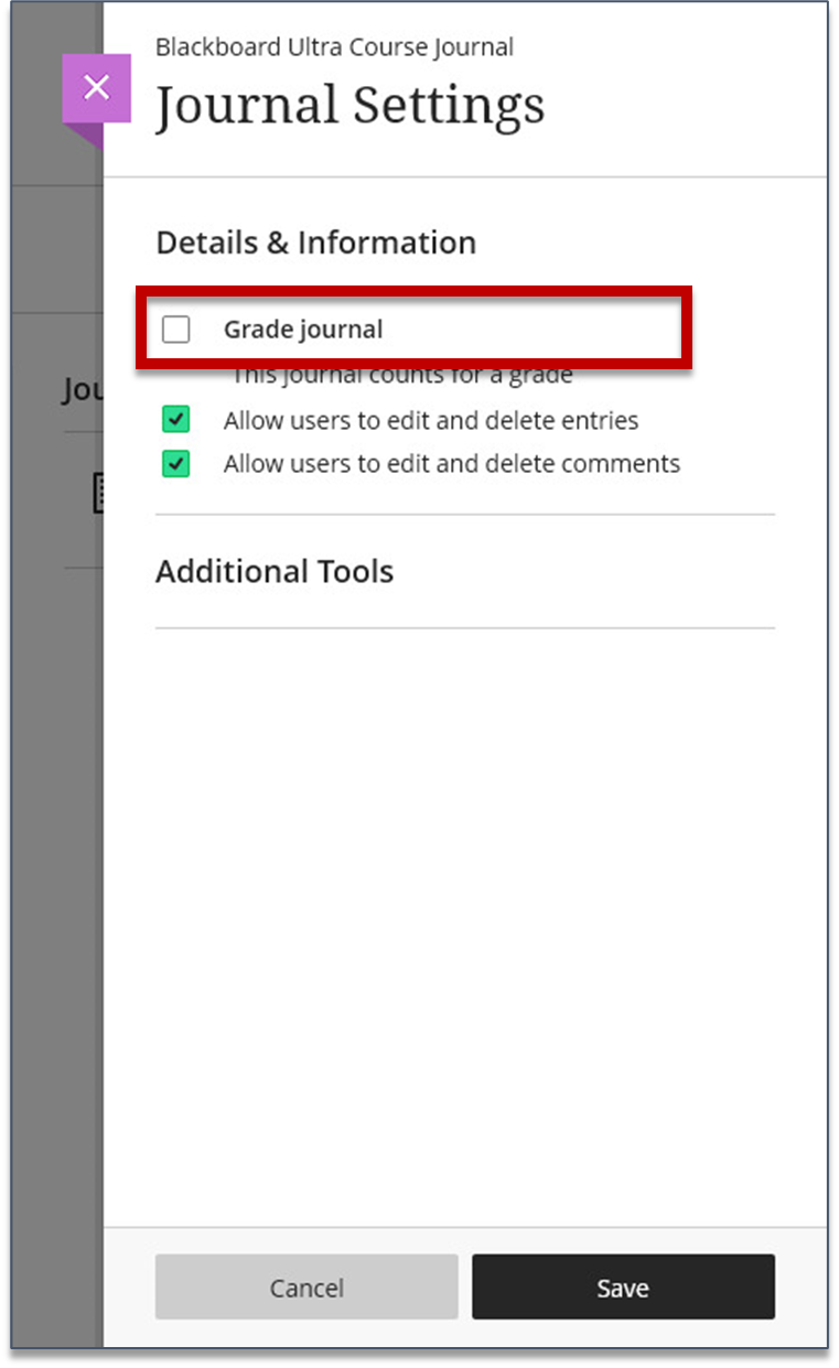 Screenshot of step 5 of Making a Journal Gradable as explained on this page