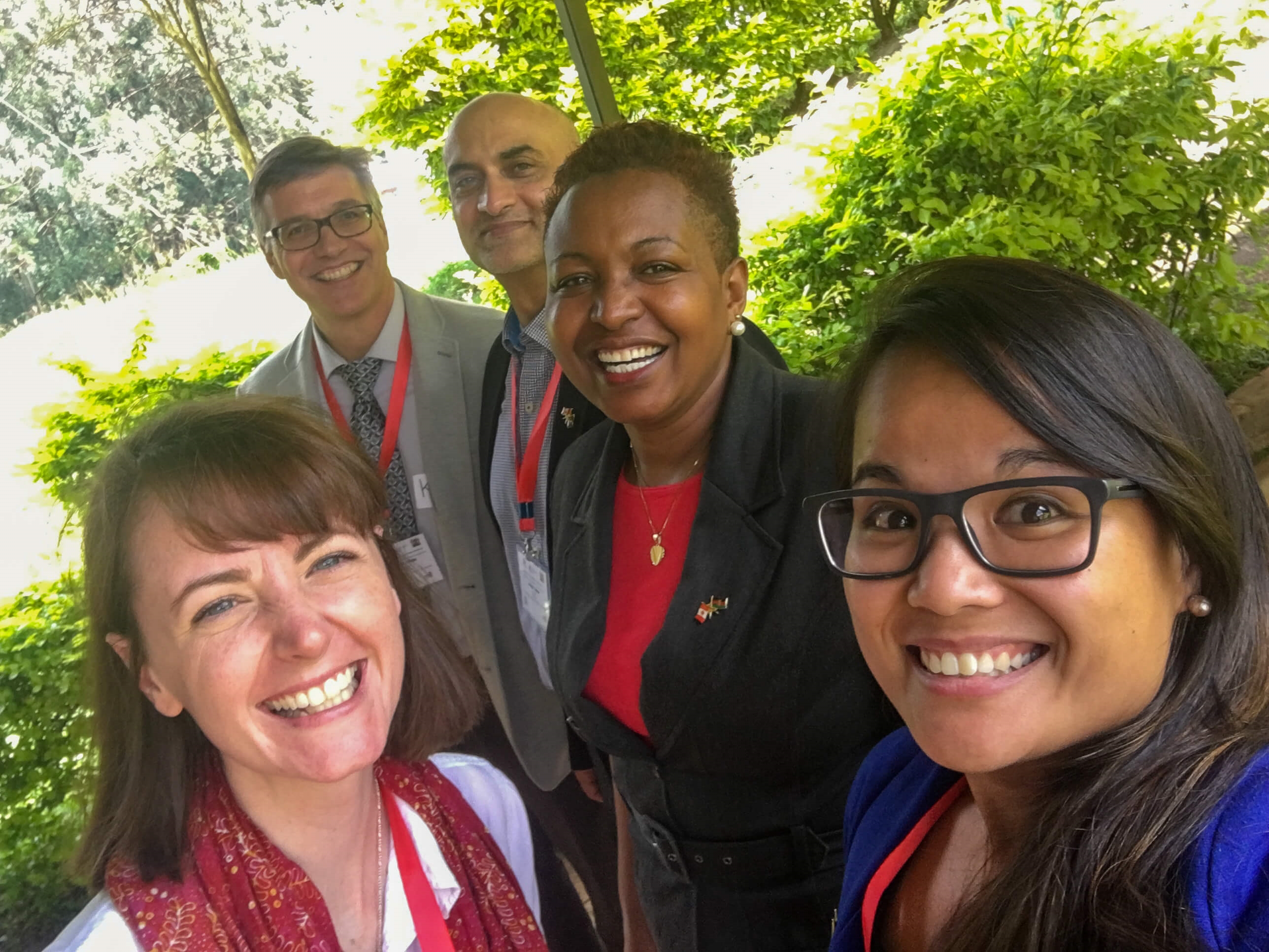 Kevin Pitts (the Teaching & Learning Centre), Azhar Laher (School of Leadership and Human Resources), Beth Martin (College of the Rockies, British Columbia), Mary Bantug (Seneca International), and Madame Emily Maina (Deputy Director, Ministry of Education, Kenya)