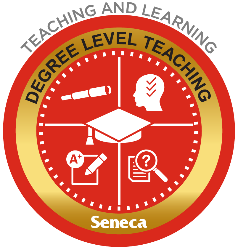 The micro-credential image for the Degree Level Teaching online module, available at https://employees.senecapolytechnic.ca/spaces/163/degree-level-teaching/home/