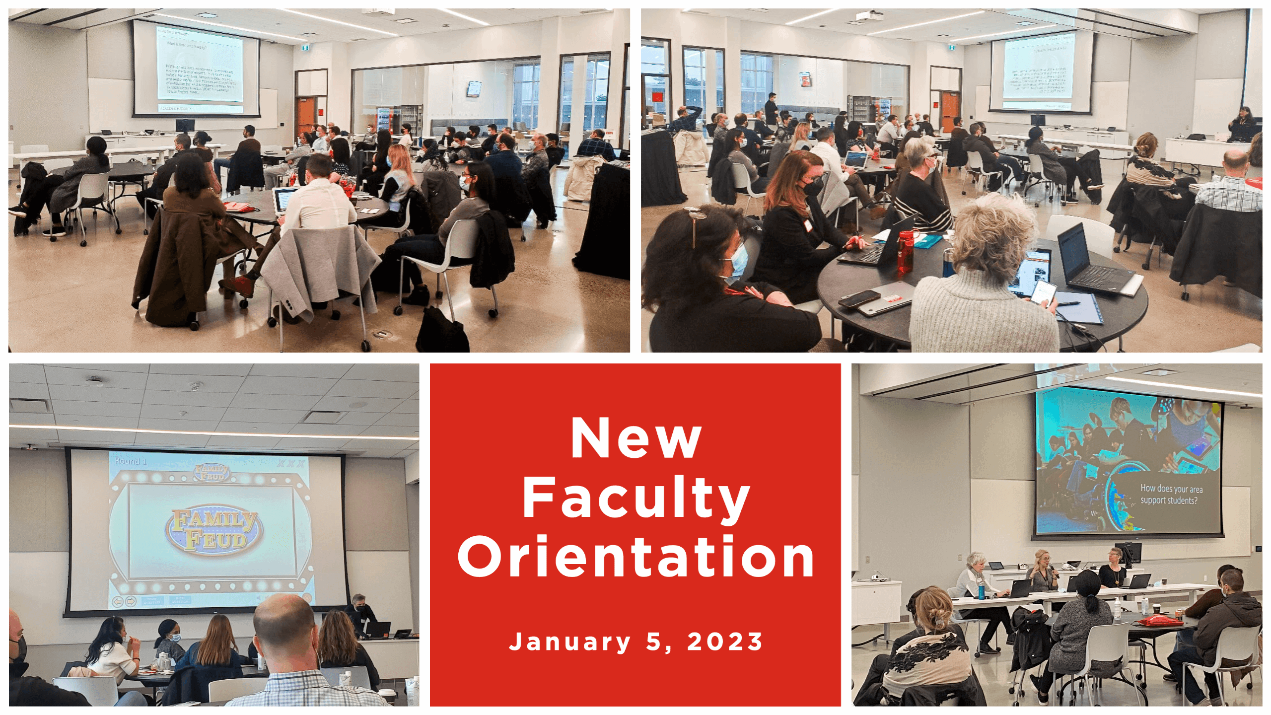 a collage of images from New Faculty Orientation that took place on January 5, 2023
