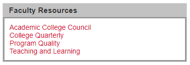 A screen capture of the Faculty Resources module in My.Seneca, showing where the link is to the Academic College Council website.