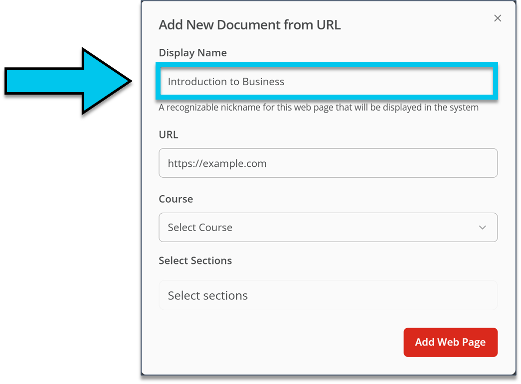 Display name input field.