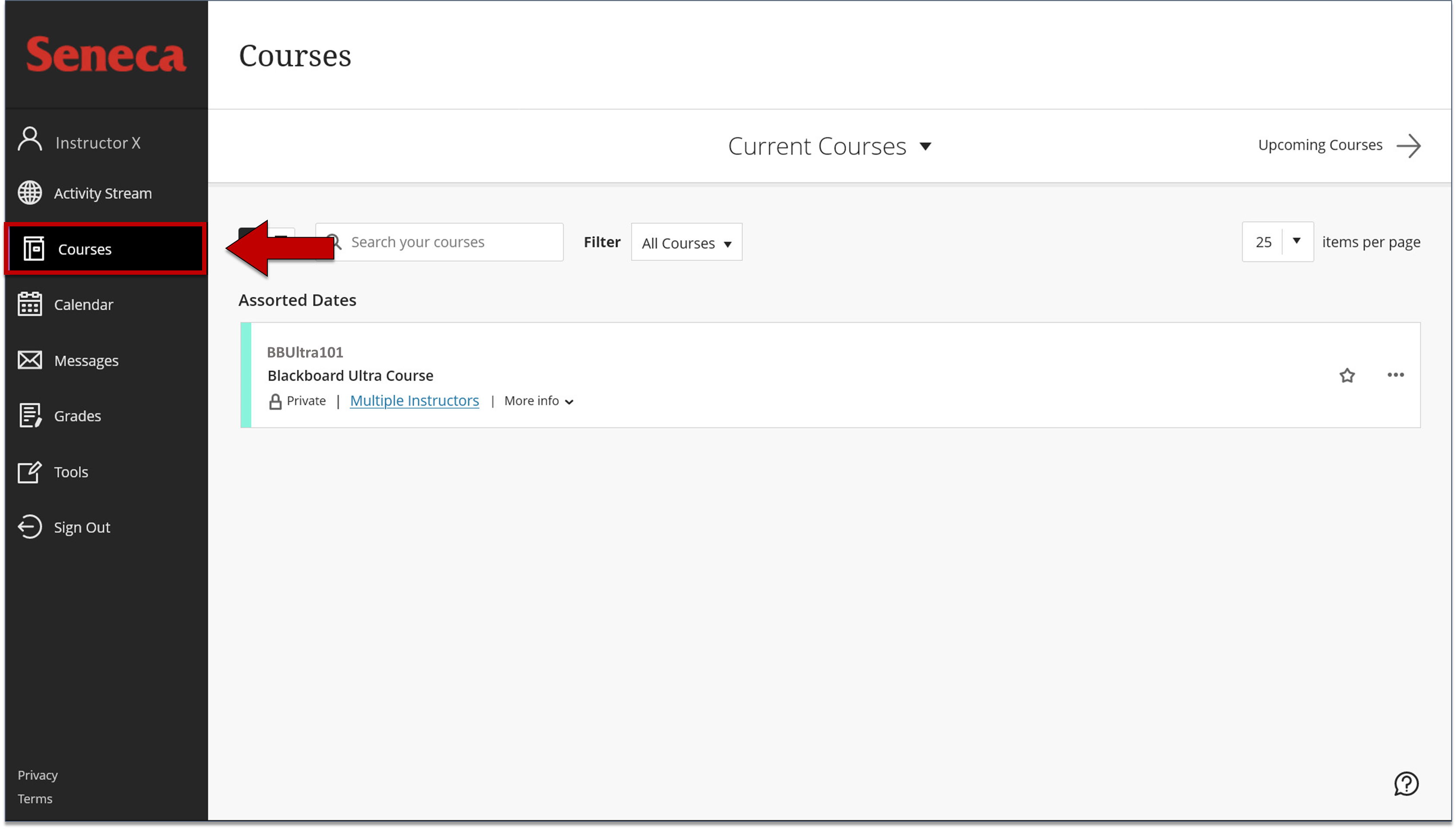 Screenshot of step 1 on From the Course Page as explained on this page