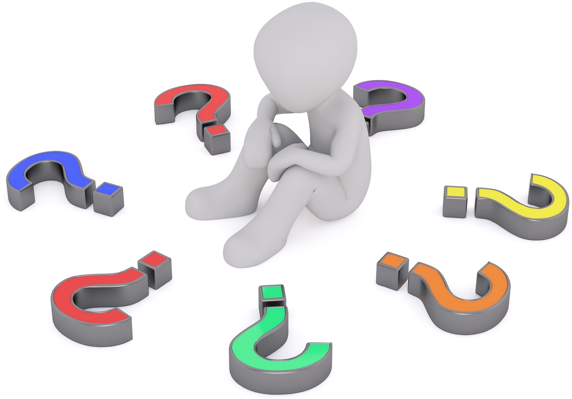 Clipart of a character surrounded by question marks