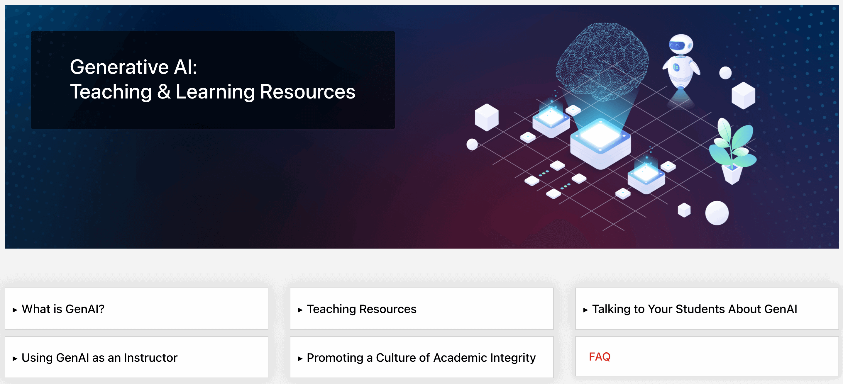 A screencapture of the Generative AI website homepage.