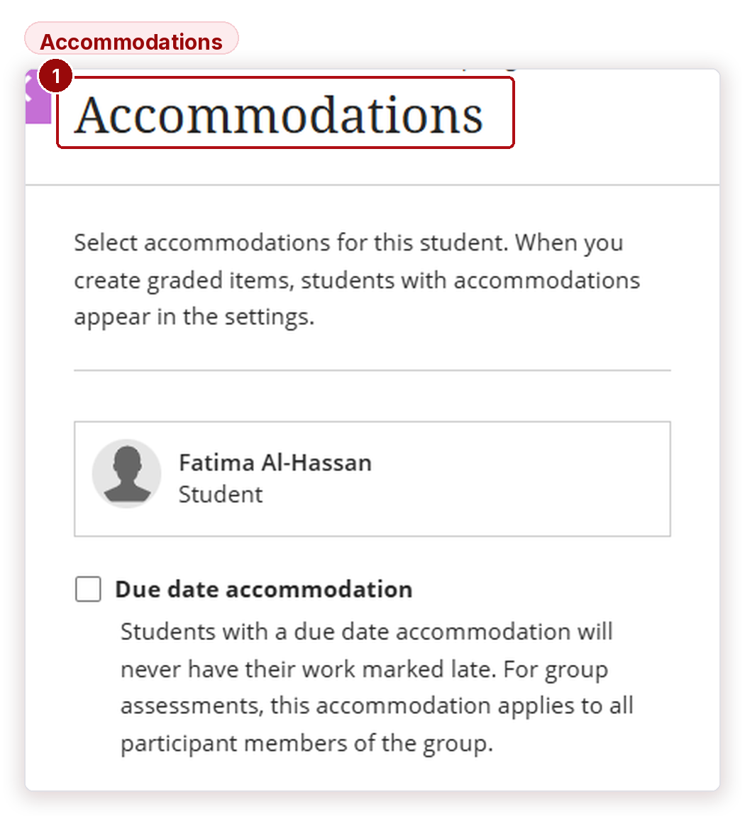 Figure 14 — The course-level accommodations panel.