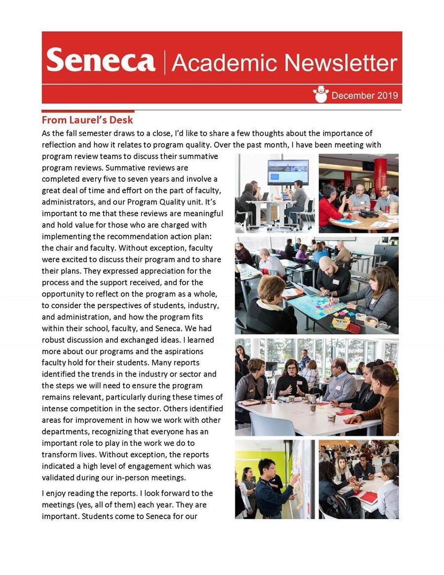 The December 2019 issue of the Academic Newsletter
