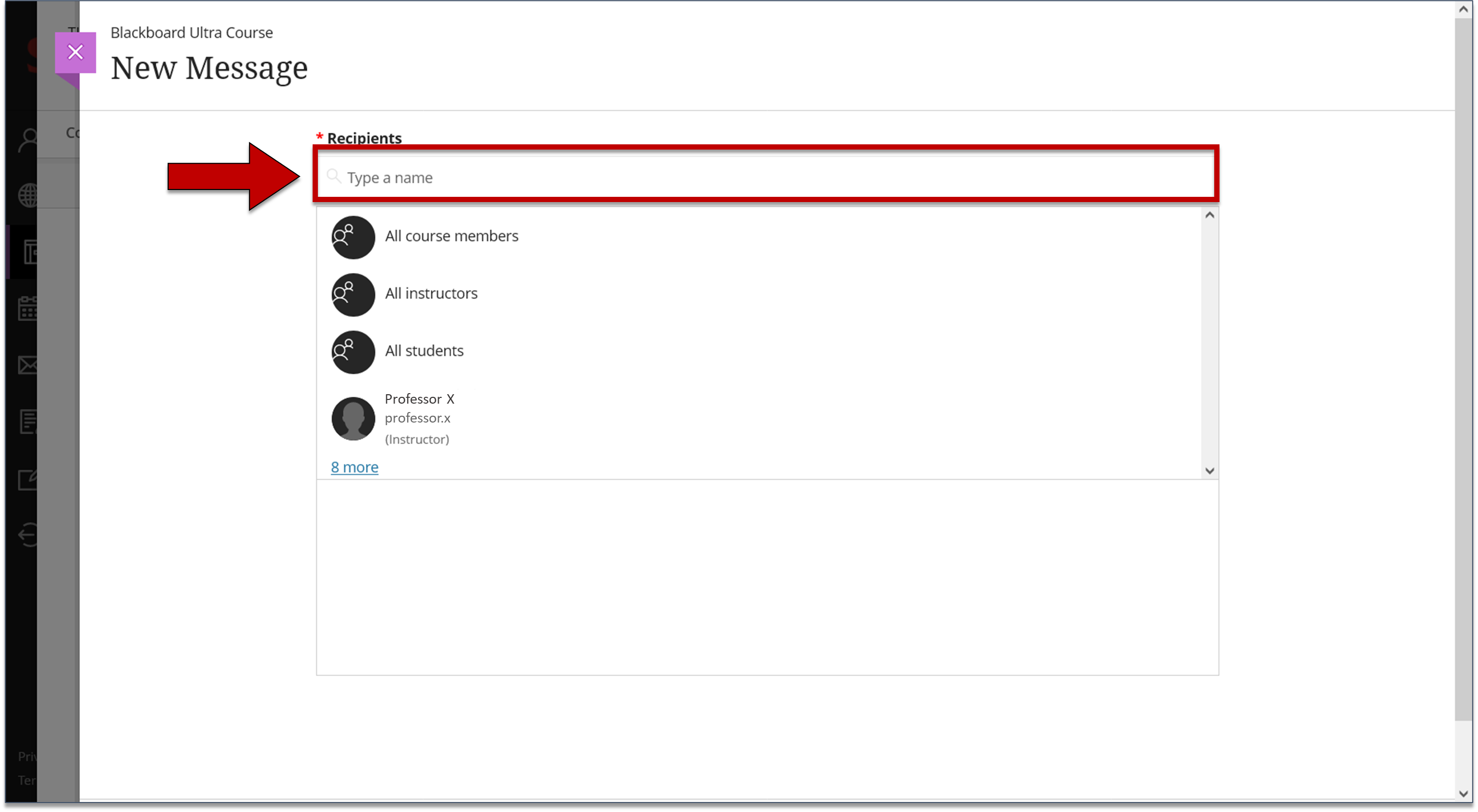 Screenshot of step 3 on Creating a Course Message as explained on this page