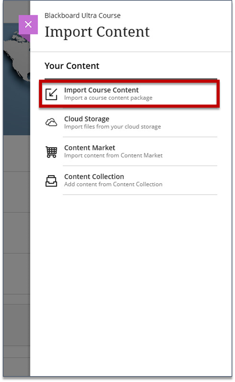 Screenshot of step 4 of Importing .zip or IMSCC Course Content Packages as explained on this page
