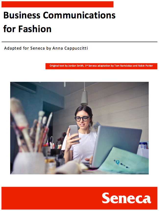 The cover of the Business Communications for Fashion OER