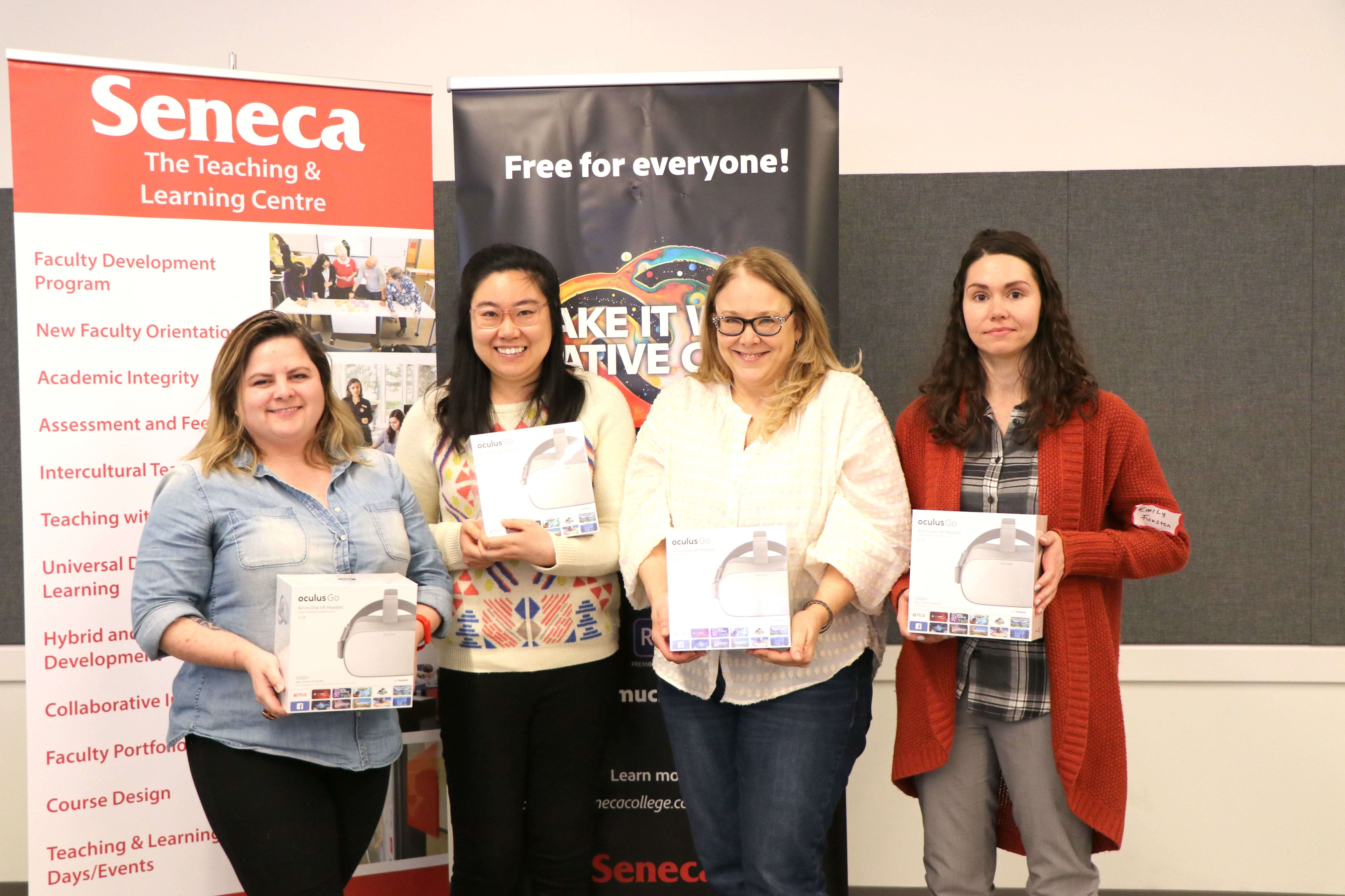 1st place (from left to right): Hailey Wyman (Seneca Libraries); Lydia Tsai (Seneca Libraries); Alison Badali (Work-Integrated Learning); Emily Funston (Seneca Libraries)