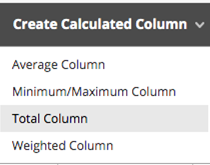A screencapture showing the set-up options when creating a calculated column in grade centre