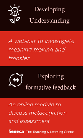 Developing Understanding: a webinar to investigate meaning making and transfer Exploring Formative Feedback: an online module to discuss metacognition and assessment