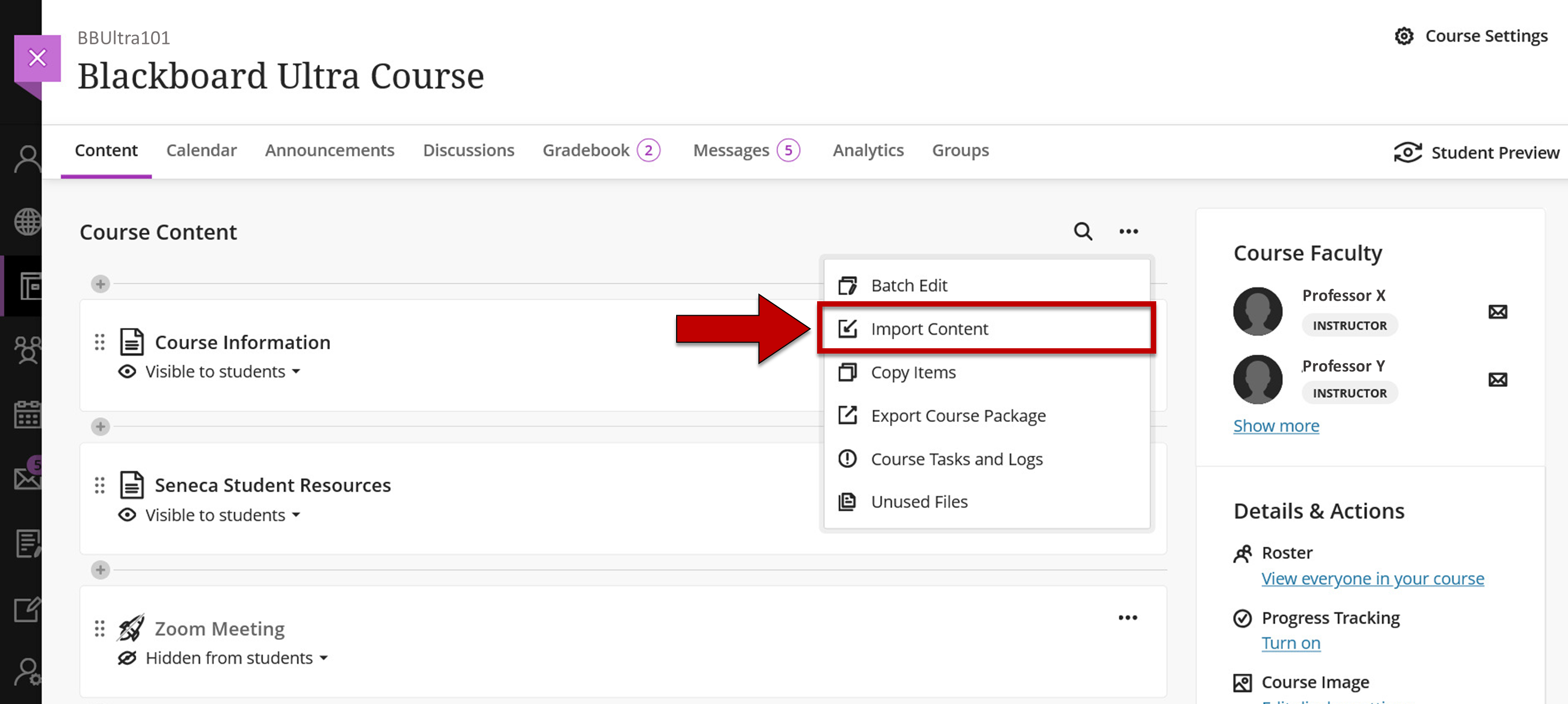 Screenshot of step 3 of Importing .zip or IMSCC Course Content Packages as explained on this page