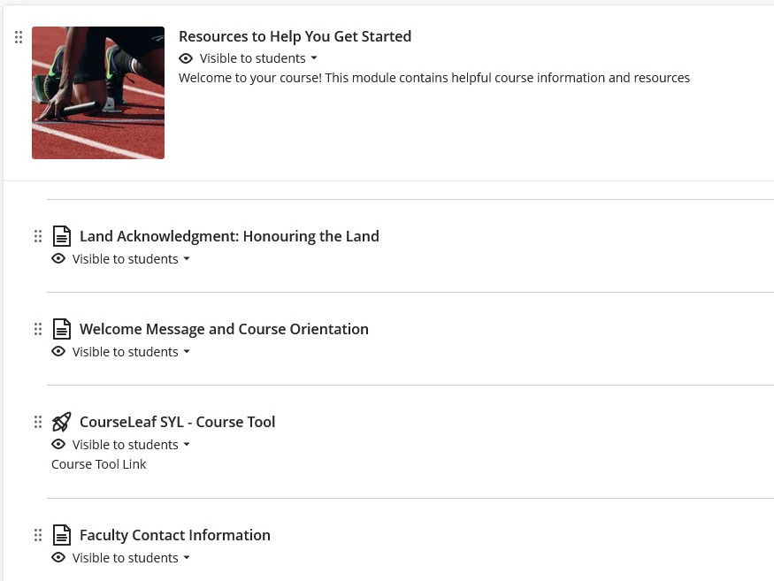resources for students section with items to update