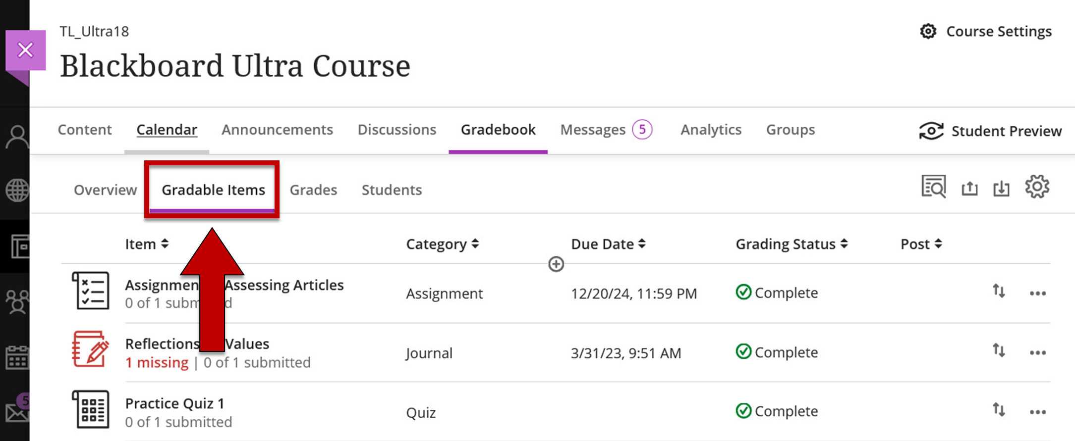 Screenshot of step 2 of Grading an Assessment Submitted Offline as explained on this page.