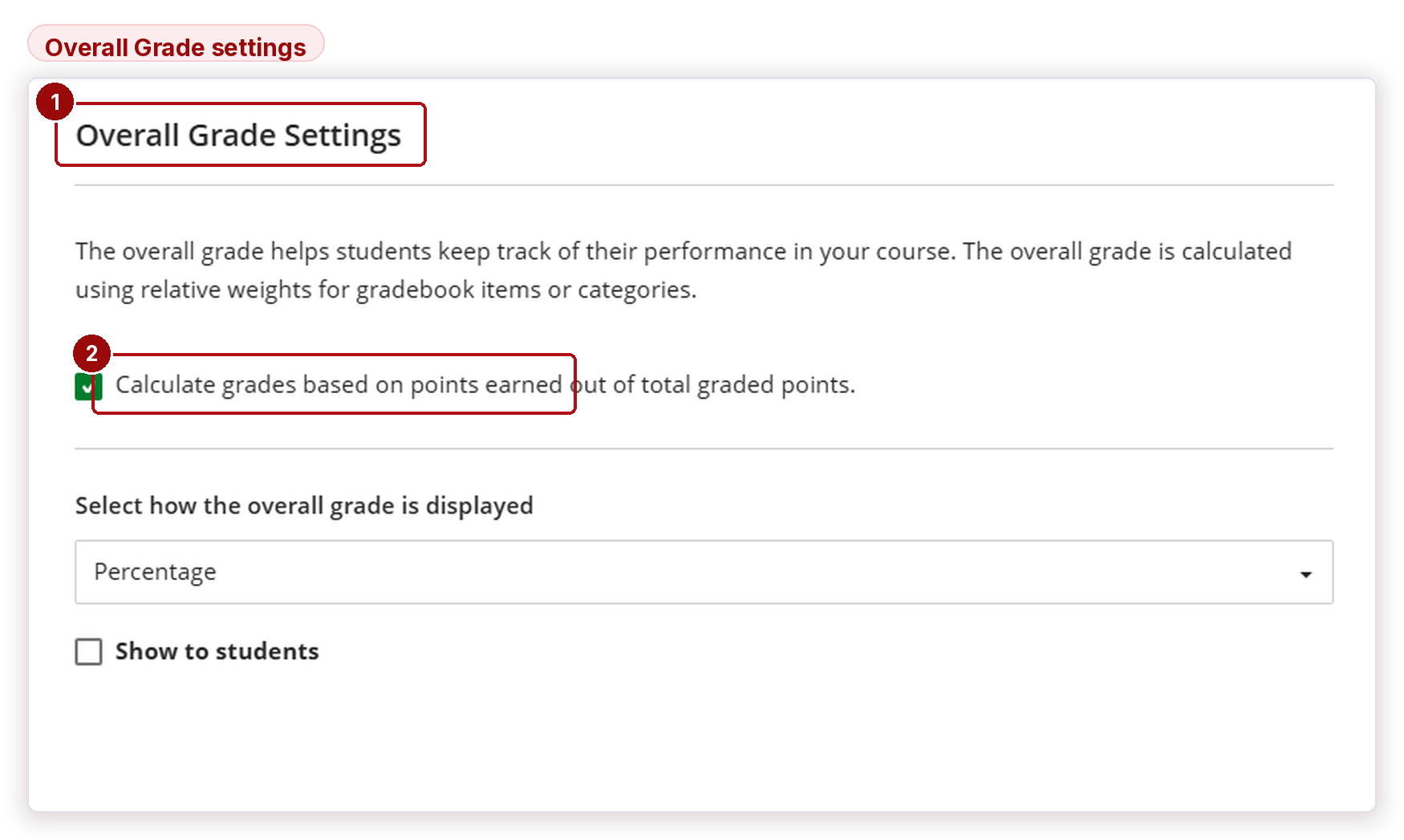 Figure 19 — Overall Grade settings.