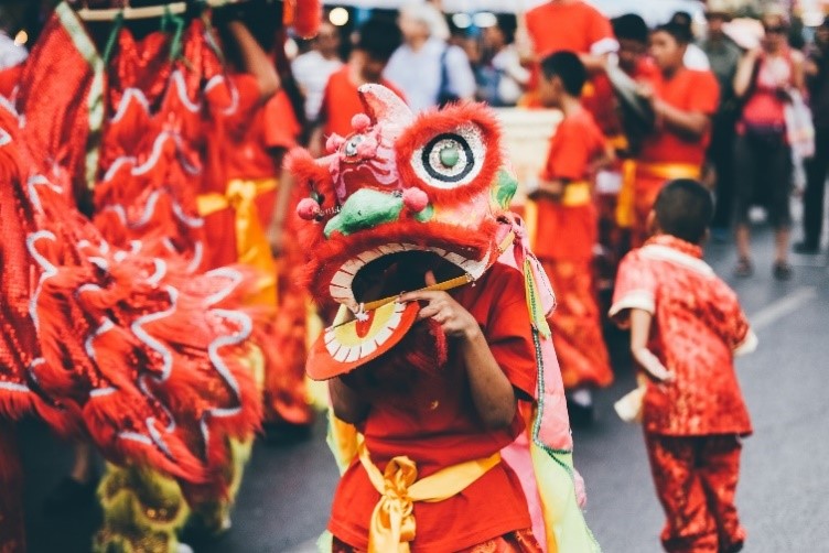 Image of a person performing lion dance