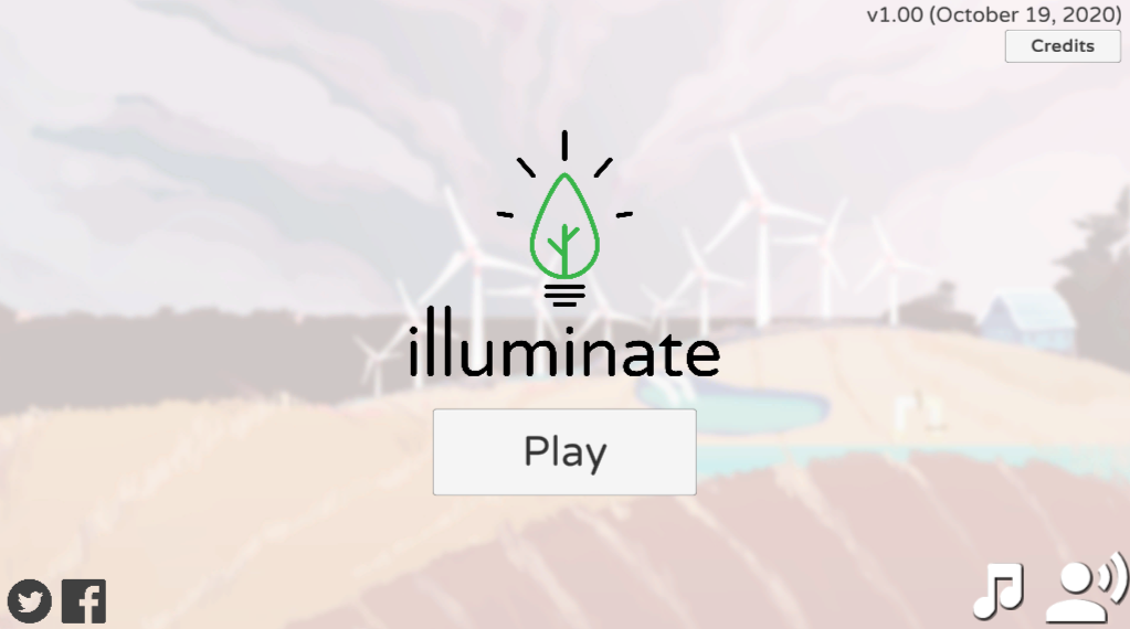 A screenshot of the start of the Illuminate game