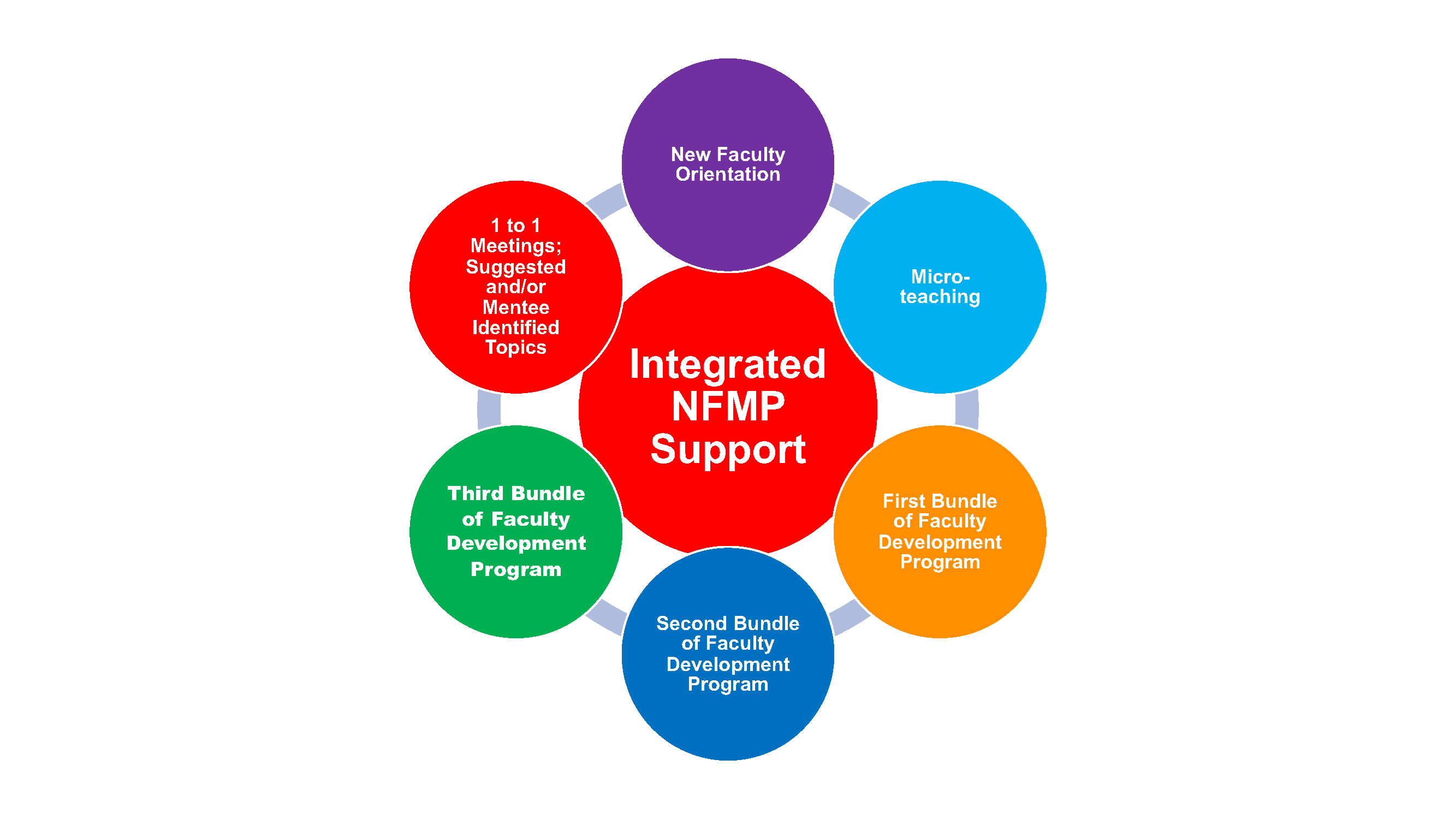 The New Faculty Mentoring Program is integrated and non-evaluative support for new full-time faculty, and not an additional onboarding requirement. It works together with New Faculty Orientation, Micro-teaching, and the Faculty Development Program bundles to support newly-hired full-time faculty members.