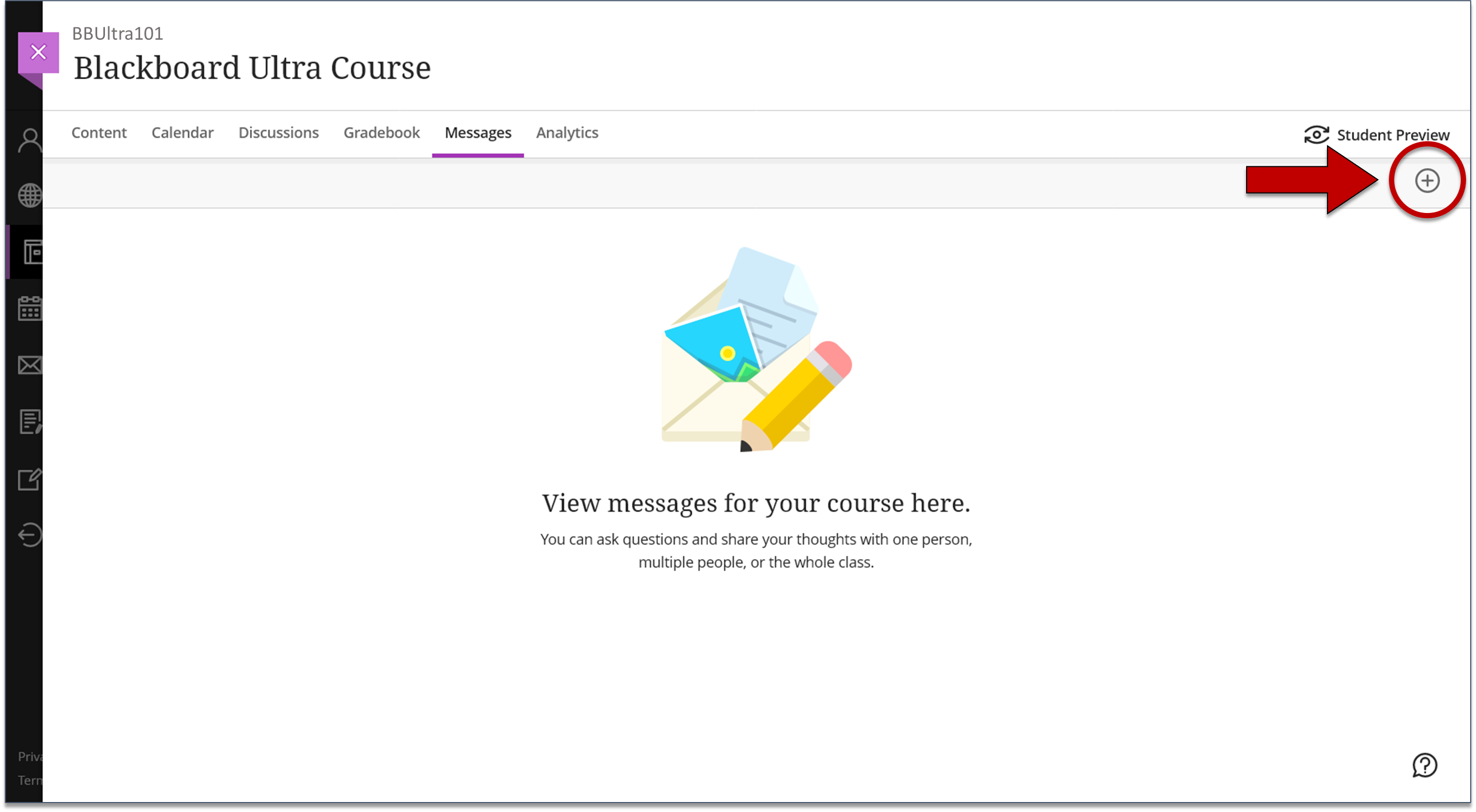 Screenshot of step 2 on Creating a Course Message as explained on this page